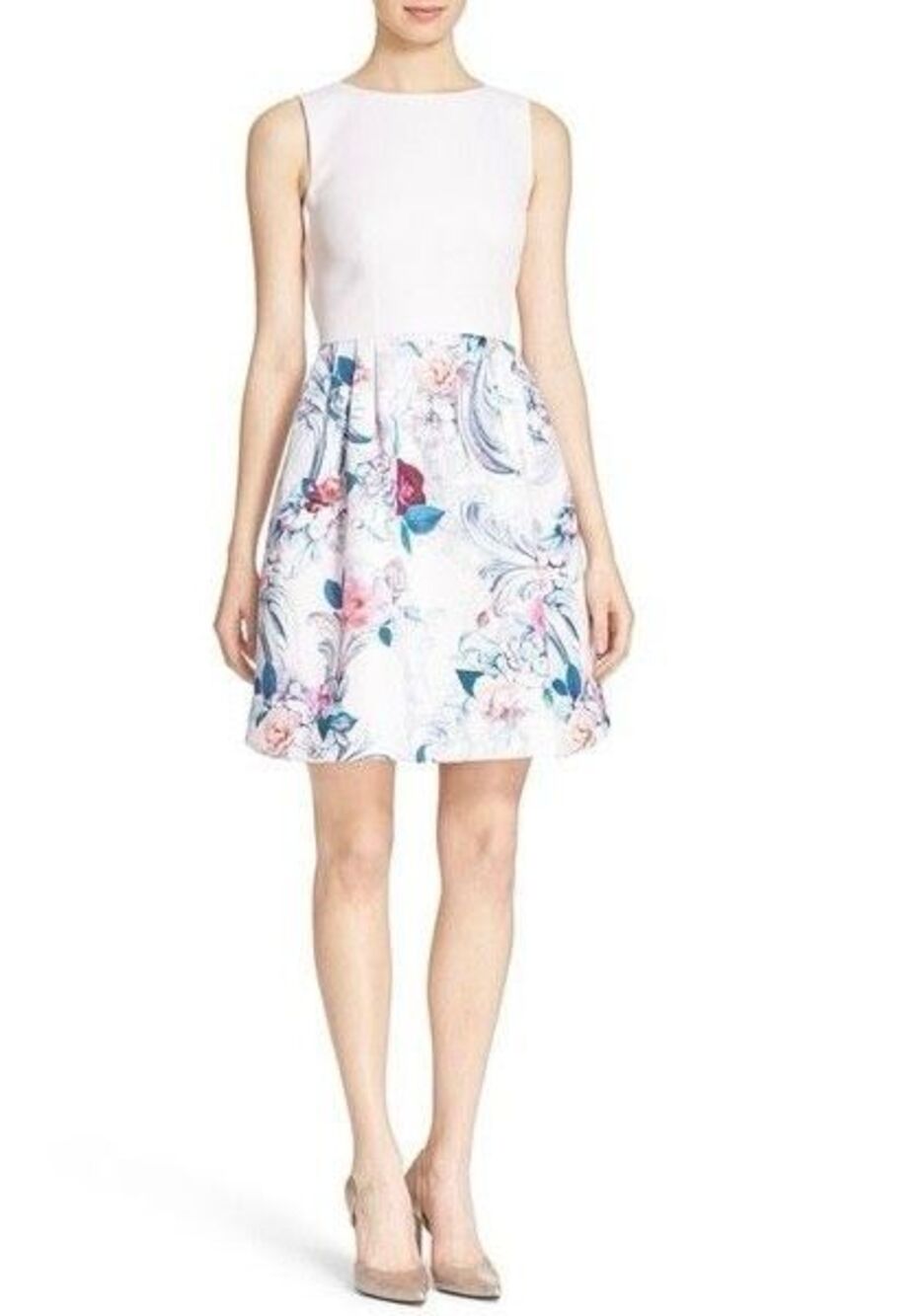 Ted Baker London Eilah Dress Pink Acanthus Scroll Fit & Flare Size 6 Soft Girl